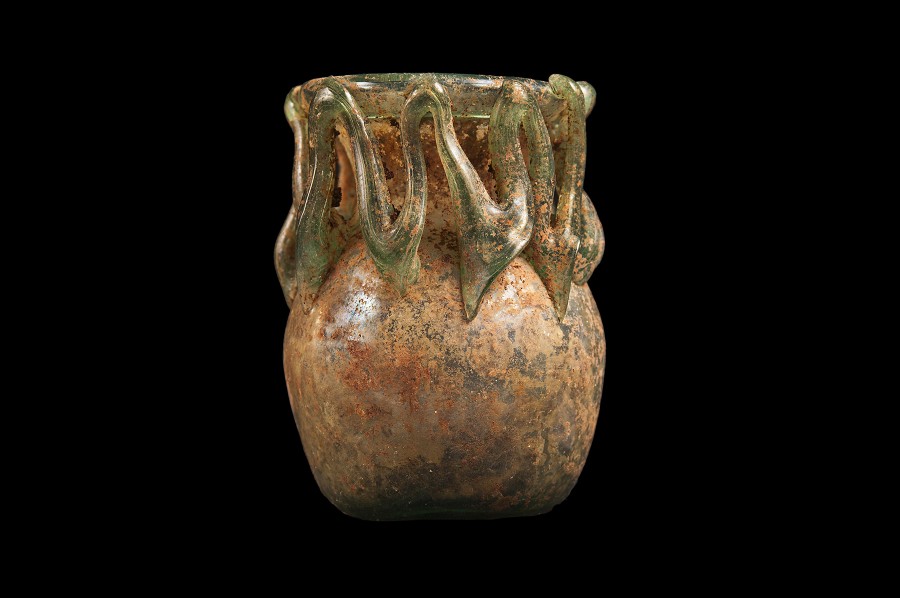 Roman Glass Jar with Applied Glass Threading - Baidun Baidun