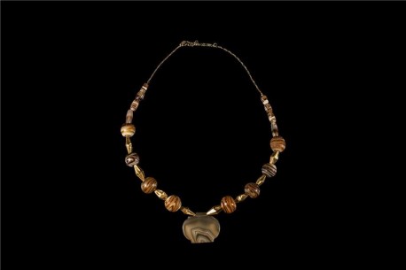 Banded Agate Necklace with 22K Gold Inserts