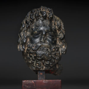 Roman-Egyptian Schist Stone Head Bust of Greco-Egyptian god Zeus Serapis