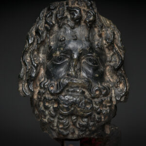 Roman-Egyptian Schist Stone Head Bust of Greco-Egyptian god Zeus Serapis