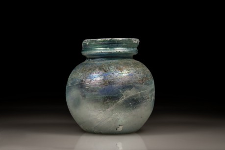 Glass Jar with Folded Rim and Indents