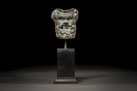Hellenistic Bronze Face of Silenus Greek god of Drunkenness and Wine