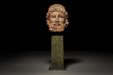 Archaistic Rosso Antico Herm Head of Dionysus