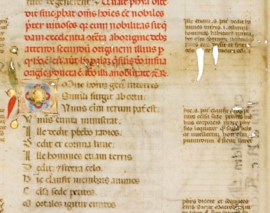Leaf from an Illuminated Manuscript in Latin – Boethius, De Consolatione Philosophiae