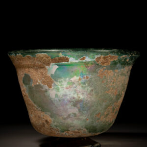 A Large Glass Bowl with A Pedestal Foot