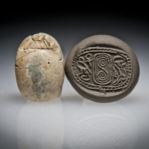 A Large Hyksos Steatite Scarab Engraved with Hieroglyphic Signs