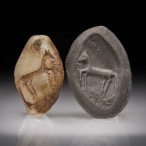 A Quartzite Persian Stamp Seal with a Horse