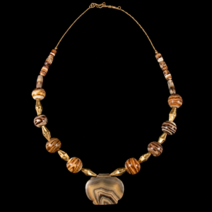 Banded Agate Necklace with 22K Gold Inserts