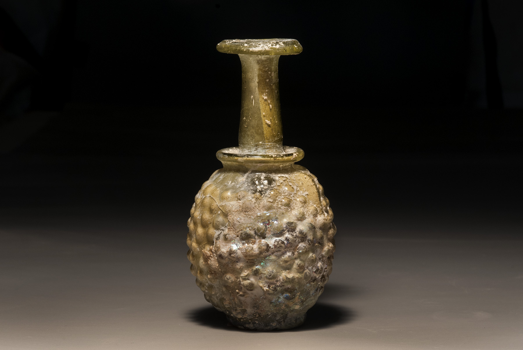 Roman Molded Amber Glass “Grapes Cluster” Flask - Image 3
