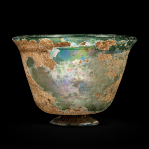 A Large Glass Bowl with A Pedestal Foot