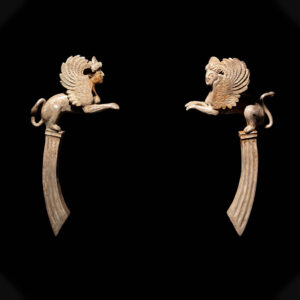 Silver Pair of Sphinx Handles
