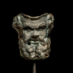 Hellenistic Bronze Face of Silenus Greek god of Drunkenness and Wine
