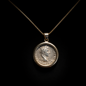 Silver Coin of Augustus Set in Gold
