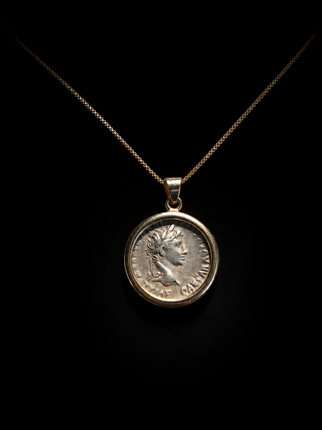 Silver Coin of Augustus Set in Gold