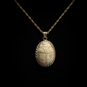Stone Egyptian Scarab Seal Mounted in Gold