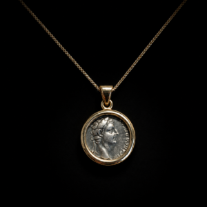 Silver Coin of Tiberius Set in Gold