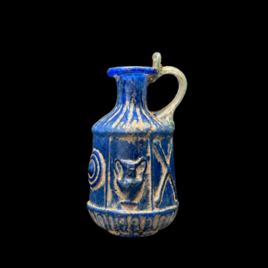 A Rare Sidonian Cobalt-Blue Mold-Blown Pentagonal Glass Juglet