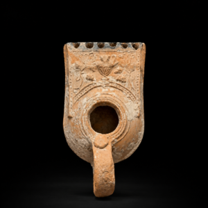 Judean Terracotta Beit Natif Oil Lamp with Menorah