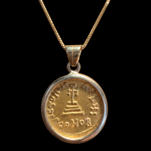 Byzantine Gold Solidus of Heraclius and Heraclius Constantine in a 14K Gold Pendant