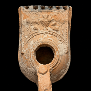Judean Terracotta Beit Natif Oil Lamp with Menorah