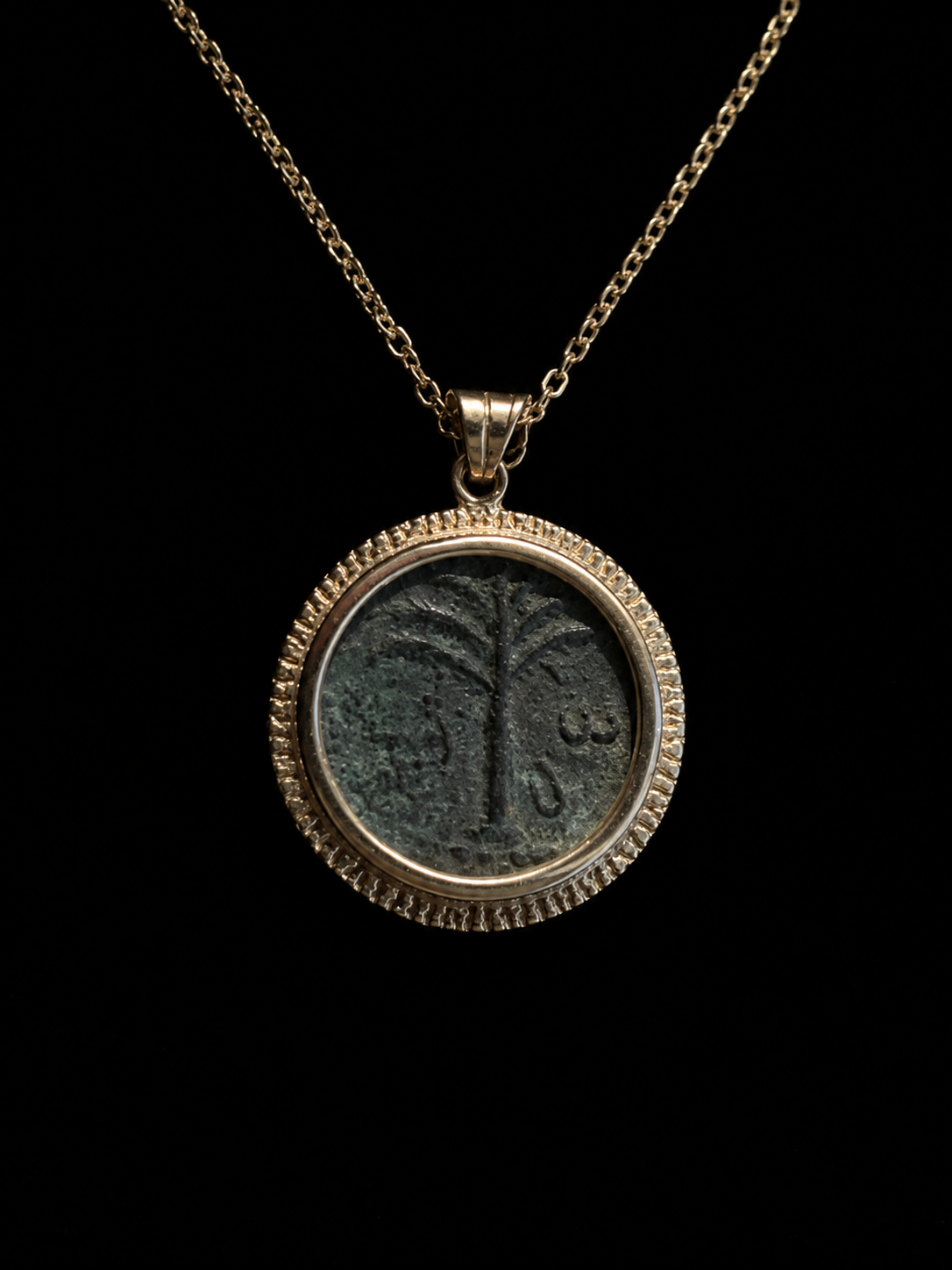 Bronze Coin of the Bar Kokhba Revolt Set in Gold