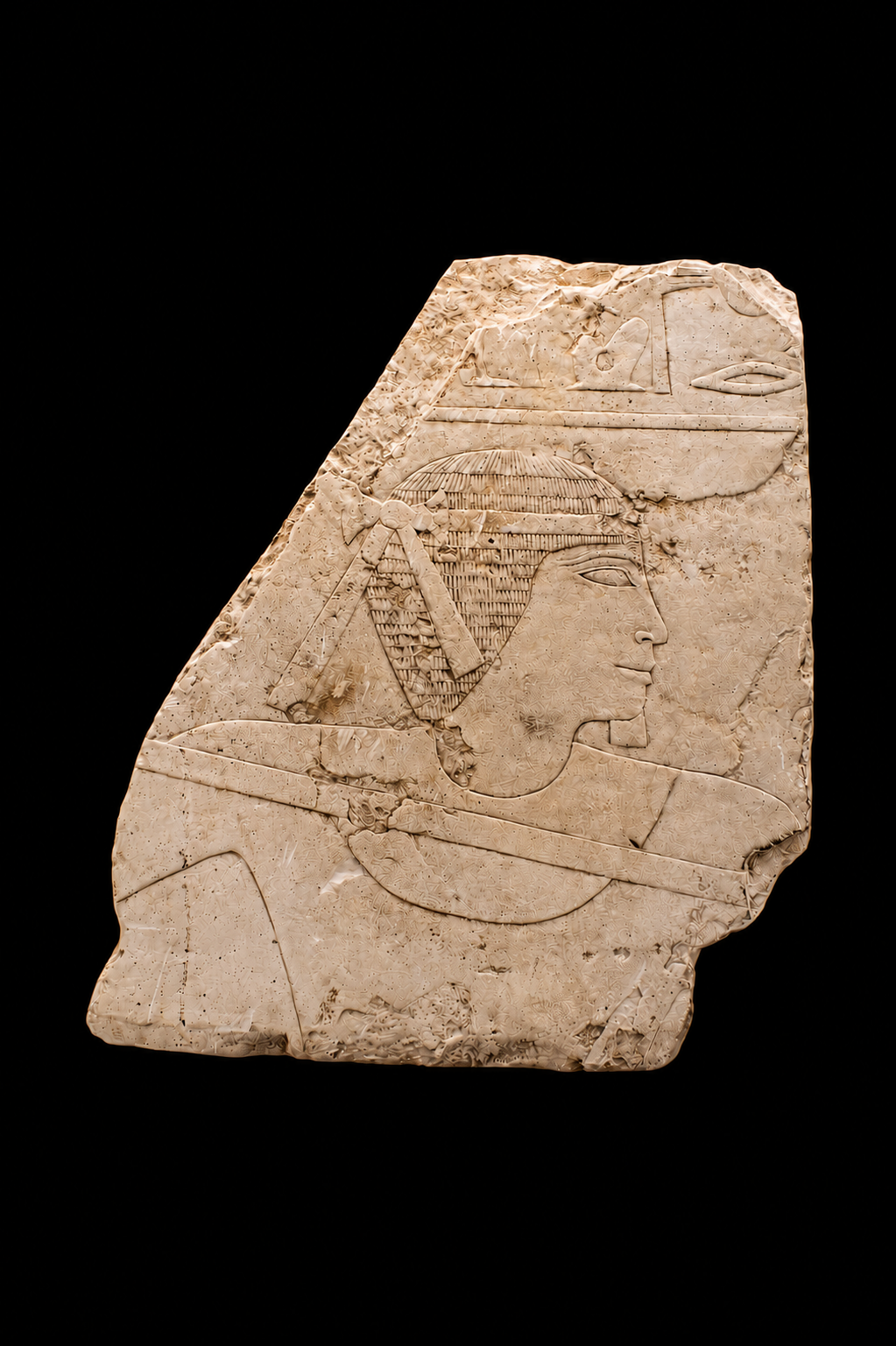 A large Egyptian Limestone Relief Depicting a Man Fishing