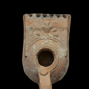 Judean terracotta Beit Natif oil lamp with menorah