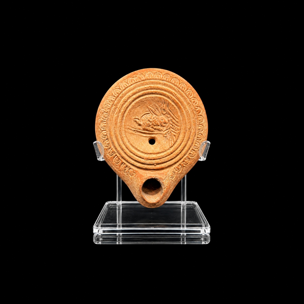 Roman Terracotta Oil Lamp with a Rabbit