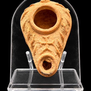 Early Christian Byzantine Terracotta Oil Lamp with a Cross