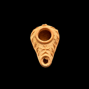 Early Christian Byzantine Terracotta Oil Lamp with a Cross