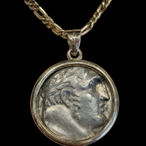 Ancient Phoenician Silver Shekel of Tyre Set in 14K Gold