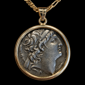 Ancient Greek Silver Tetradrachm of Antiochus VII Sidetes Set in 14K Gold