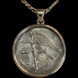 Ancient Greek Silver Tetradrachm of Side, Pamphylia, Set in 14K Gold